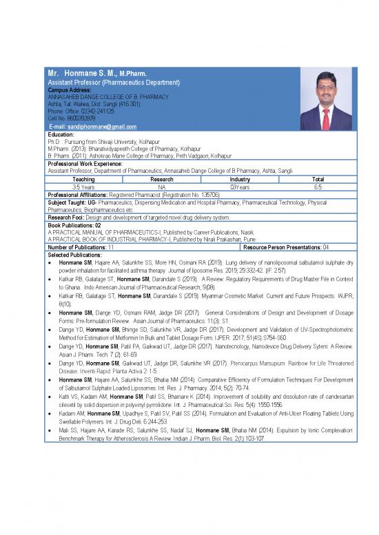 picture Pharmaceutics Book Pdf 152259 | 1576732996 S M Honmane Resume