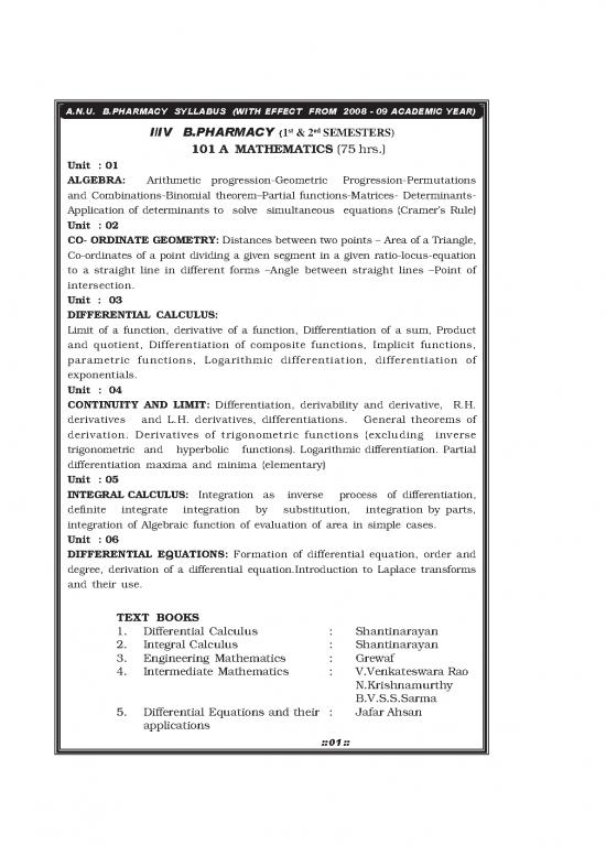 picture1_Pharmacy Pdf 152415 | Anu 1st Pharm Syllabus