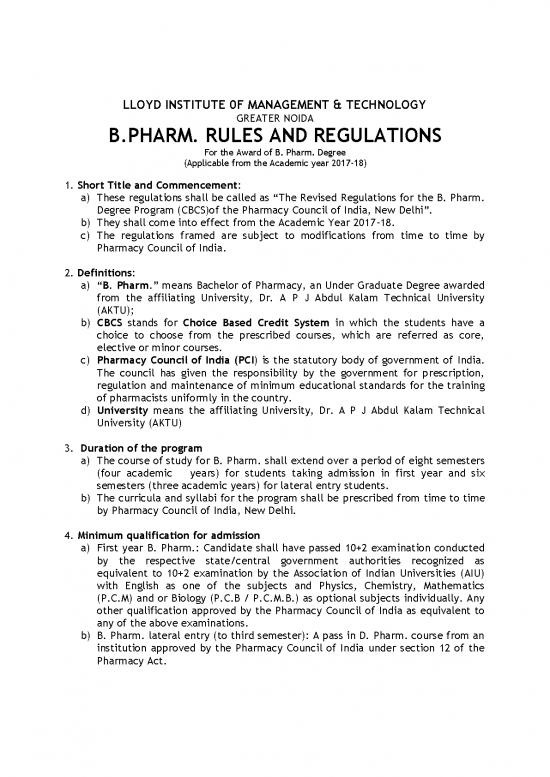 picture Pharmacy Pdf 152075 | B Pharm Rules Regulations