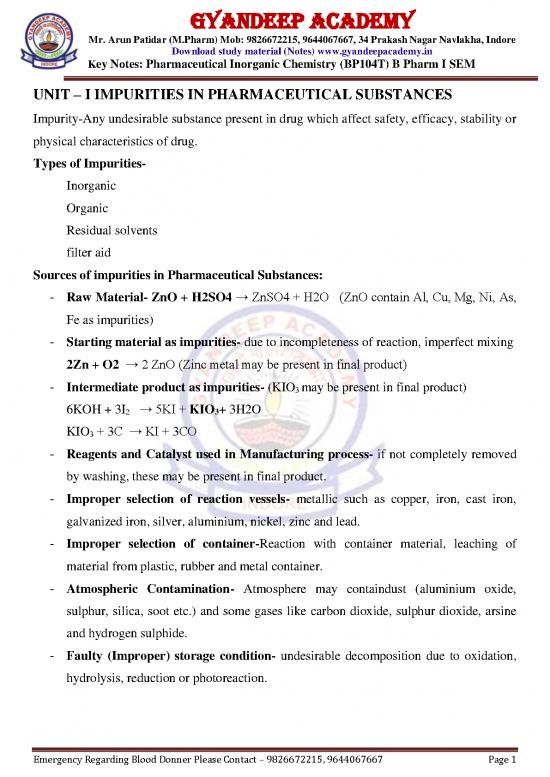 picture Pharmaceutical Chemistry Pdf 152033 | Bp104t Key Notes Inorganic Chemistry B Pharm I Sem 1