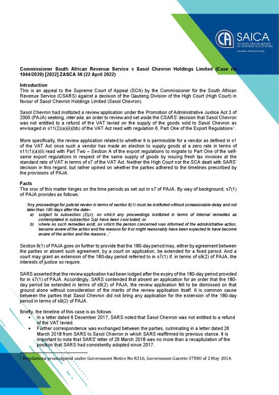 picture_Justice Pdf 152963 | Case Law Summary 4 2022 Csars V Sasol Chevron Holdings Ltd