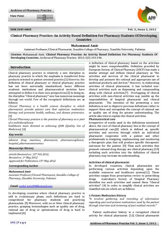 picture1_Pharmacy Pdf 151938 | Clinical Pharmacy Practice An Activity Based Definition For Pharmacy Students Of Developing Countr