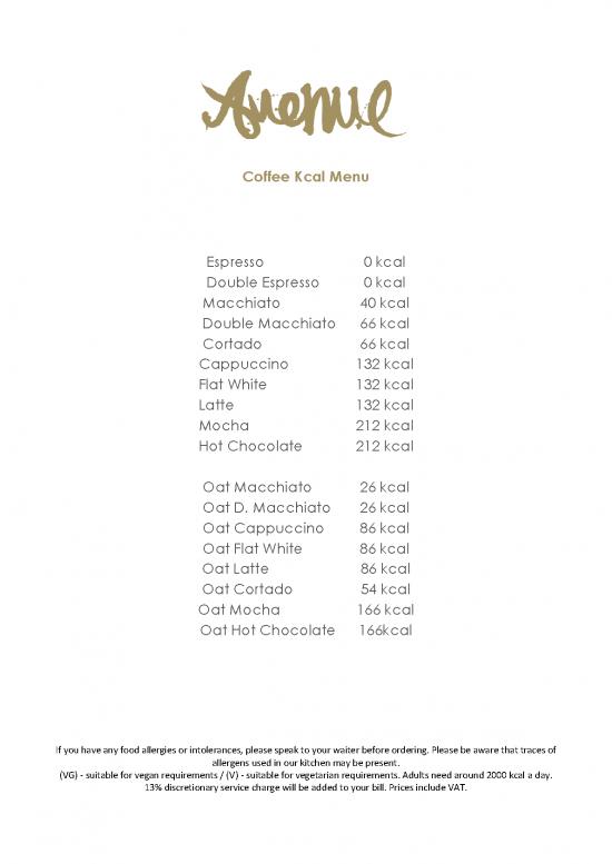 picture_Coffee Kcal Menu
