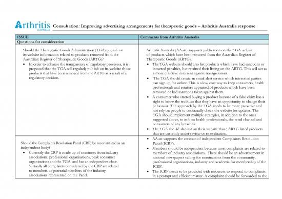 picture_Consult Advertising Arrangements 101028 Submission Arthritisaust
