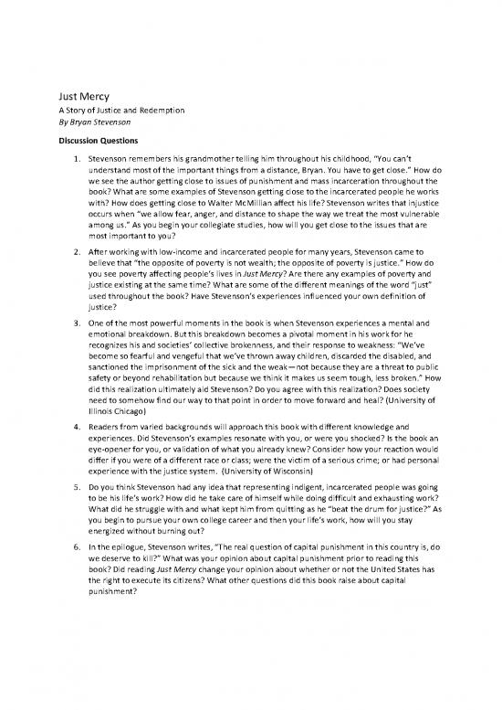 picture Just Mercy Pdf 153145 | Discussion Questions Berry College