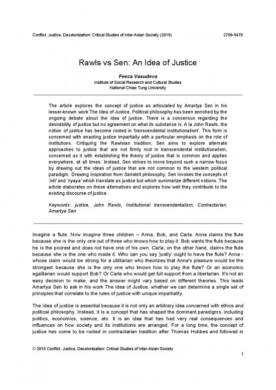 picture_Justice Pdf 152655 | Feeza 2019 Rawls Vs Sen  An Idea Of Justice