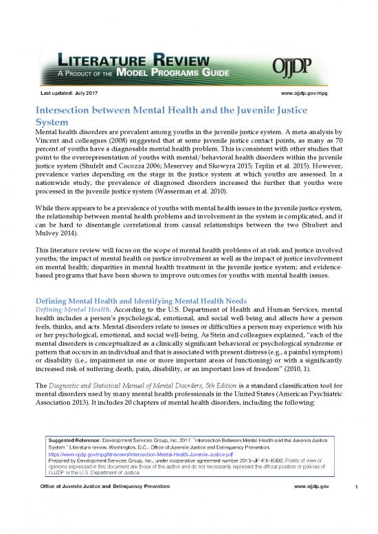 picture Justice Pdf 152888 | Intsection Between Mental Health And The Juvenile Justice System