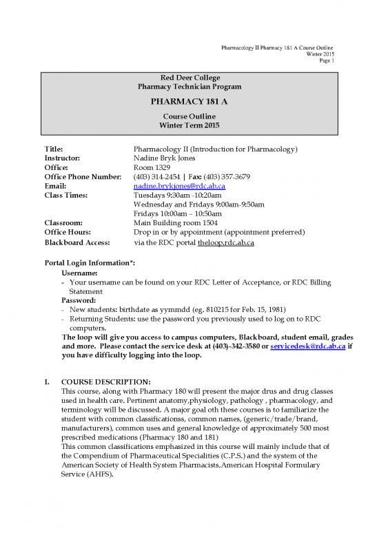 picture1_Pharmacy Pdf 152504 | Phar 181 Course Outline Winter 2015