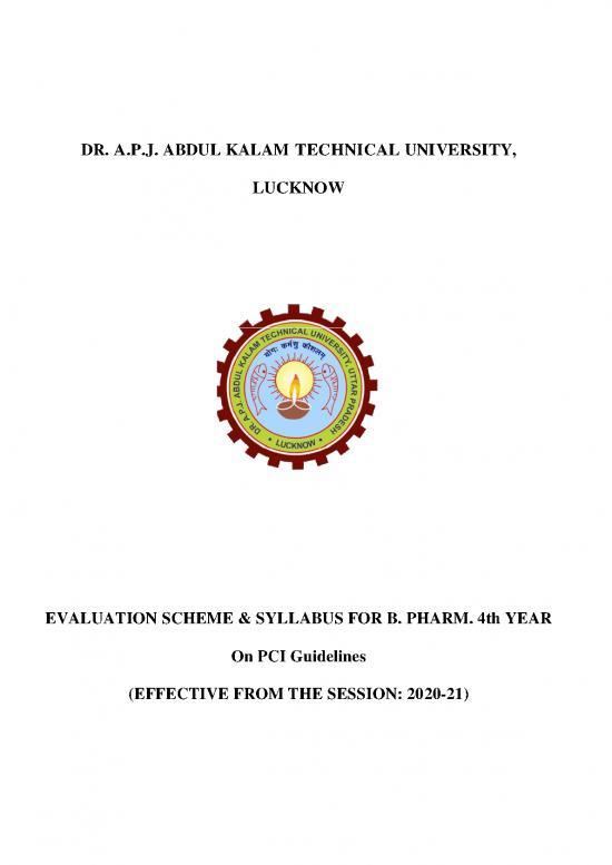 picture Pharmacy Pdf 151920 | Phar Ivth Year Revised Syllabus  2020 2021