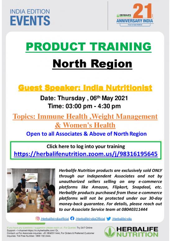 picture Herbalife Product Training Pdf 151486 | Product Training Flyer (virtual  Event)   Associates & Above   North 6th May 2021