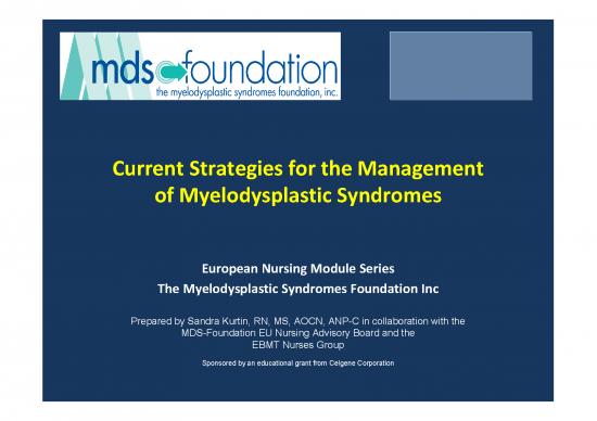 picture1_Strategies For Management Of Mds Mds Foundation Eu Nursing Education Ebmt 27 03 12
