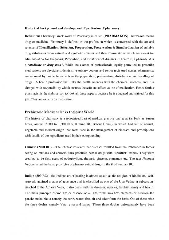 Pharmacy Pdf 152093 Historical Background And Development Of