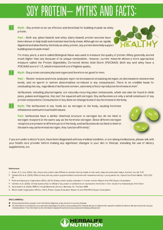 Soy Protein Myths And Facts Flyer