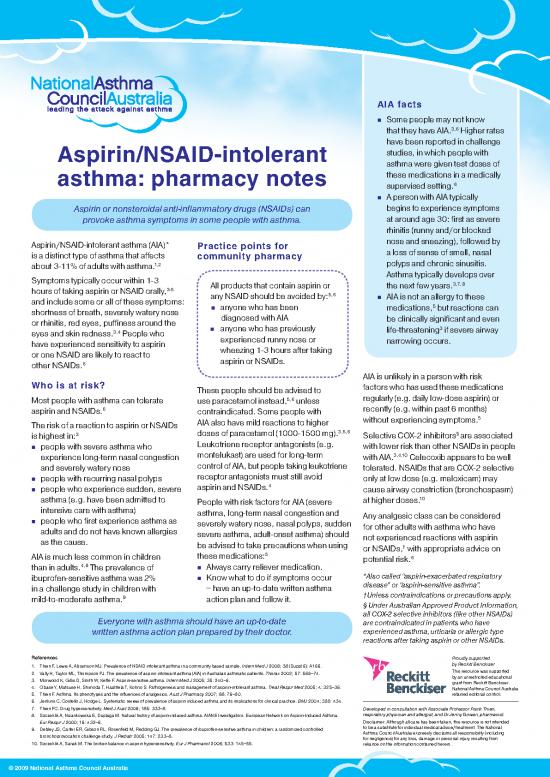 Community Pharmacy Notes Pdf 154200 Aus D1 Pain Relievers And Asthma