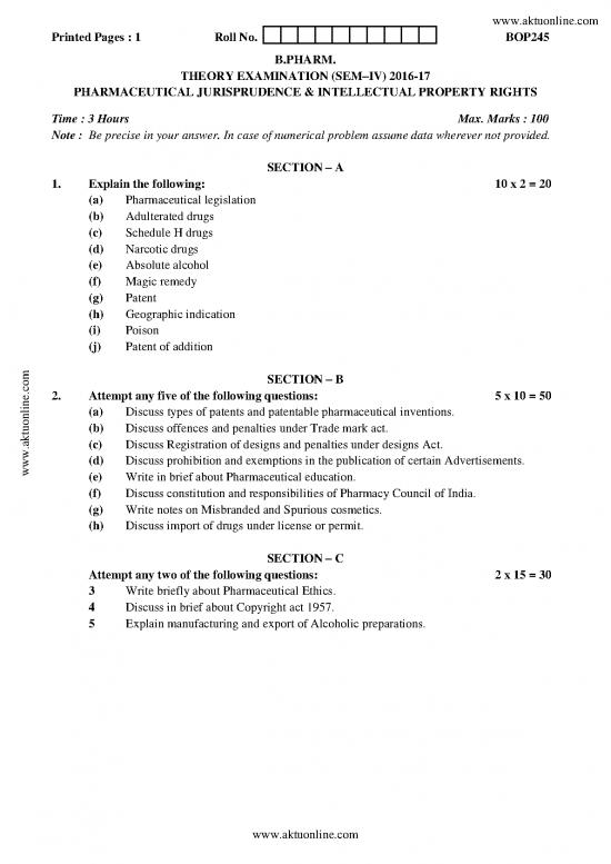 picture_Bpharm 4 Sem Pharmaceutical Jurisprudence And Intellectual Property Rights Bop 245 2016 17