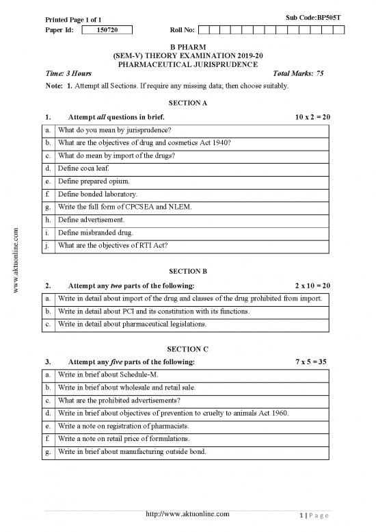 picture_Bpharm 5 Sem Pharmaceutical Jurisprudence Bp505t 2020