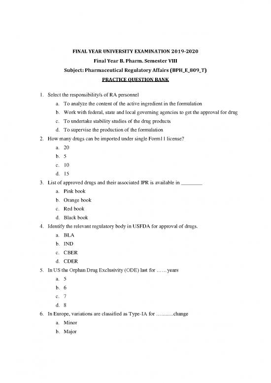 picture Pharmaceutical Book Pdf 153426 | Cdoc Practice Questions For Final Year Sem 8 Regular Batch 2019 20