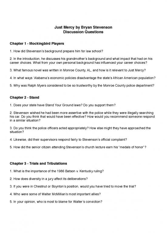 picture Just Mercy Pdf 153267 | Just Mercy Discussion Questions