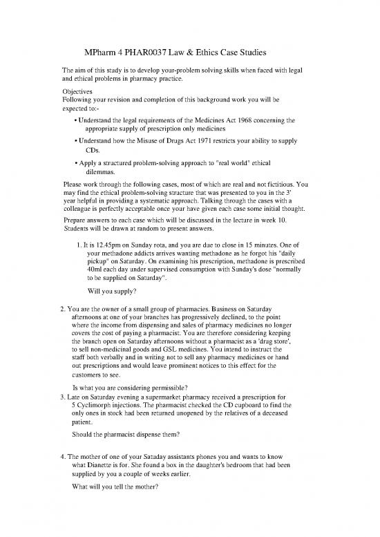 picture Pharmacy Case Studies With Answers Pdf 154283 | Phar0037 Case Studs