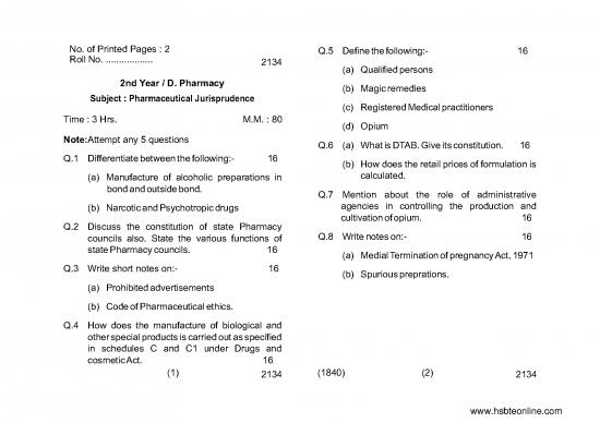 picture Pharmaceutical Jurisprudence Short Notes Pdf 154733 | Pharmacy 2 Year Pharmaceutical Jurisprudence 2134 May 2018