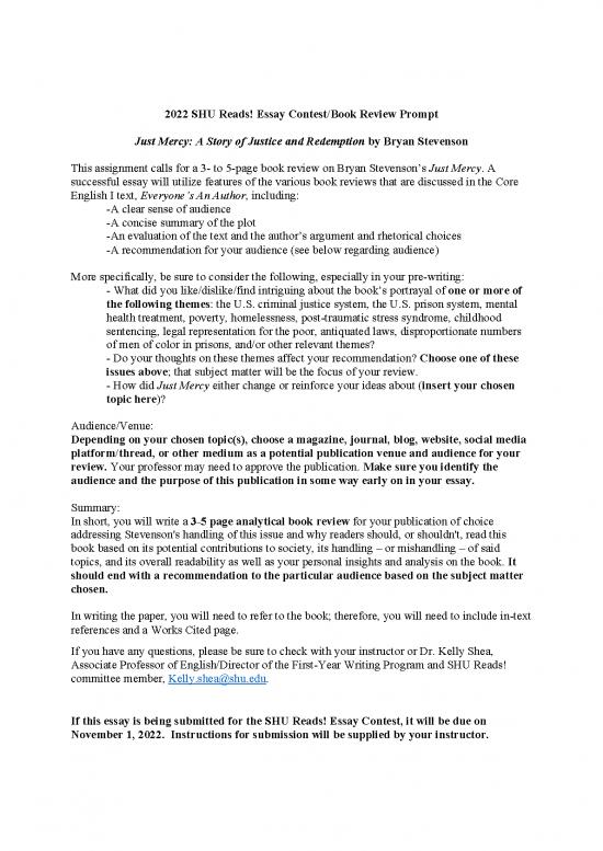 picture Just Mercy Pdf 153308 | Shu Reads Essay Contest Prompt