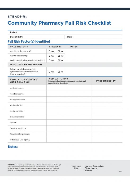 picture Community Pharmacy Notes Pdf 154524 | Steadirx Pharmacy Fallrisk Checklist 508