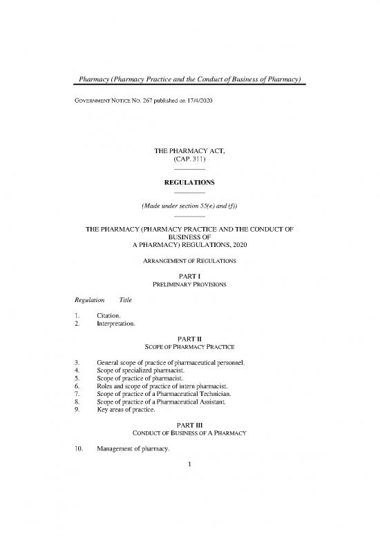 picture_Supp Gn 267 17 April 2020  The Pharmacy (pharmacy Practice And Conduct Of Business Of A Pharmacy) Regulations, 2020   Final