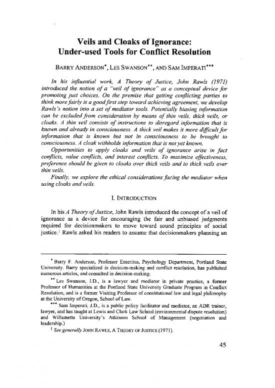 picture Justice Pdf 153391 | Veils And Cloaks Of Ignorance  Under Used Tools For Conflict Resolution