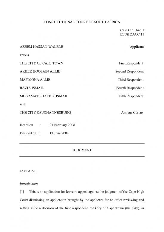 picture_Walele V City Of Cape Town