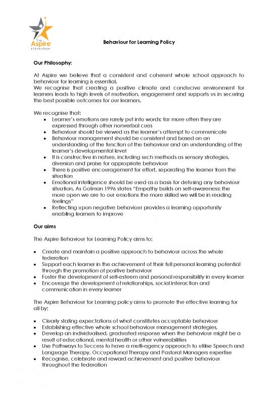 picture1_Positive Behaviour For Learning Pdf 156456 | Behaviour For Learning Policy