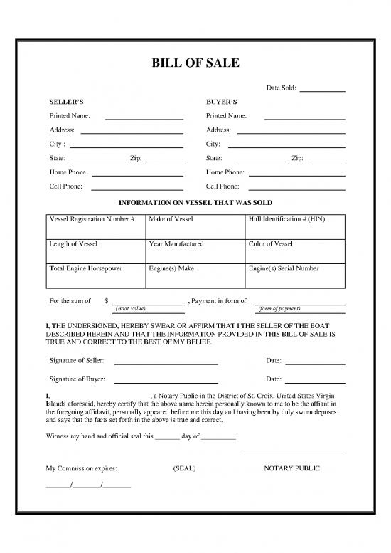 picture Bill Of Sale For Boat 157119 | Bill Of Sale Updated Stx 2020 Fillable