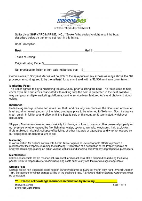 picture Agreement Sample 157471 | Brokerage Agreement (fill In) 12% Online Version