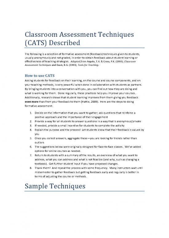 picture Classroom Pdf 156649 | Classroom Assessment Techniques In Brief