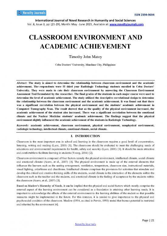 home environment and academic achievement thesis