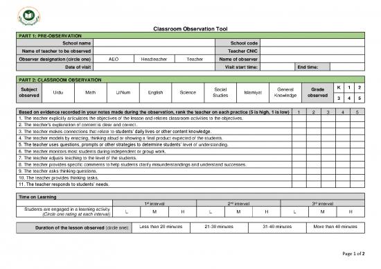 picture Classroom Pdf 156290 | Classroom Observation Tool 2020
