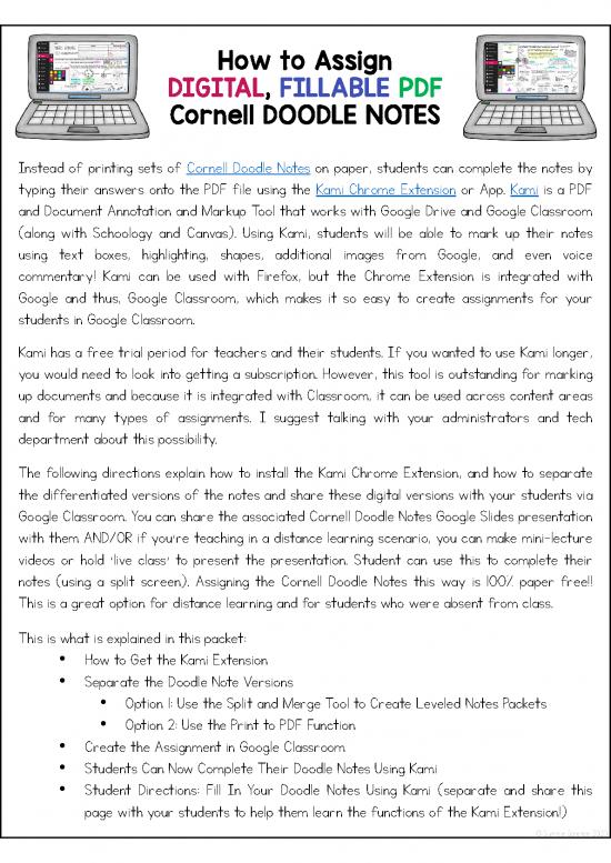 picture Classroom Pdf 156575 | Digital Cornell Doodle Notes Kami Instructions For Teachers And Students 1