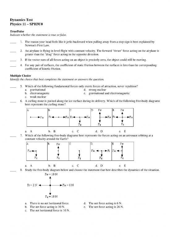 picture Dynamics Physics Pdf 158272 | Dynamics Practice Test