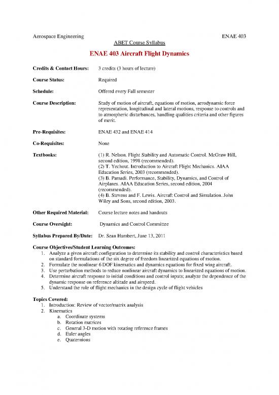 picture1_Flight Dynamics Pdf 158304 | Enae 403 Abet Syllabus