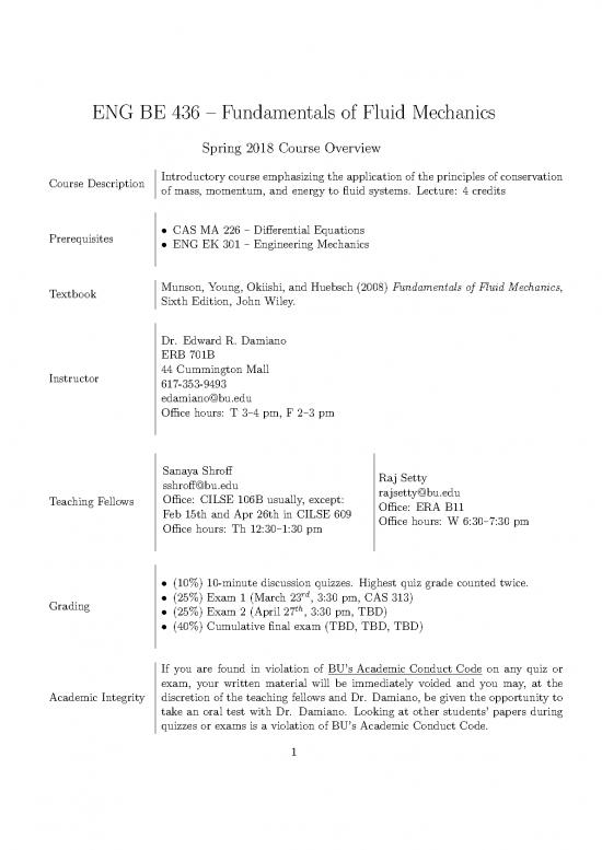 picture Fundamentals Of Fluid Mechanics Pdf 158240 | Engbe436 2018 Spring Course Syllabus Rev2