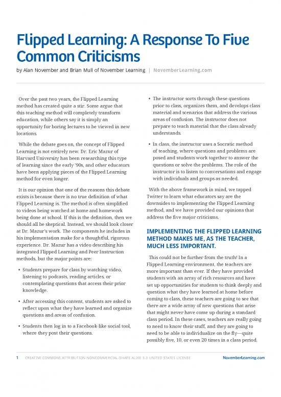 picture_Flipped Learning Pdf 156453 | Flipped Learning A Response To Five Common Criticisms