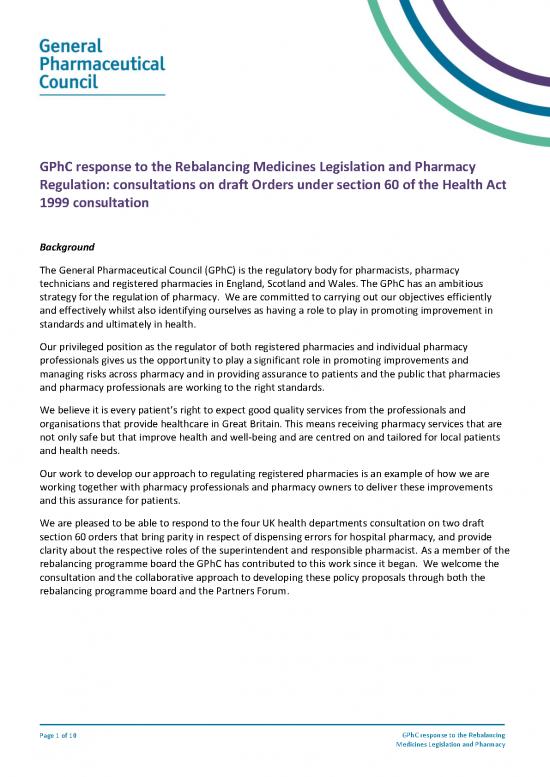 picture1_Gphc Response To The Rebalancing Medicines Legislation And Pharmacy Regulation