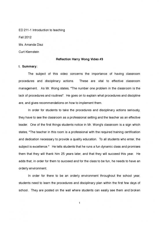 picture_Harry Wong Classroom Management Pdf 157586 | Harry Wong Reflection 3