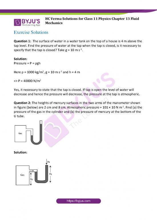 picture Fluid Mechanics Solution 158316 | Hc Verma Solution Class 11 Physics Chapter 13 Fluid Mechanics