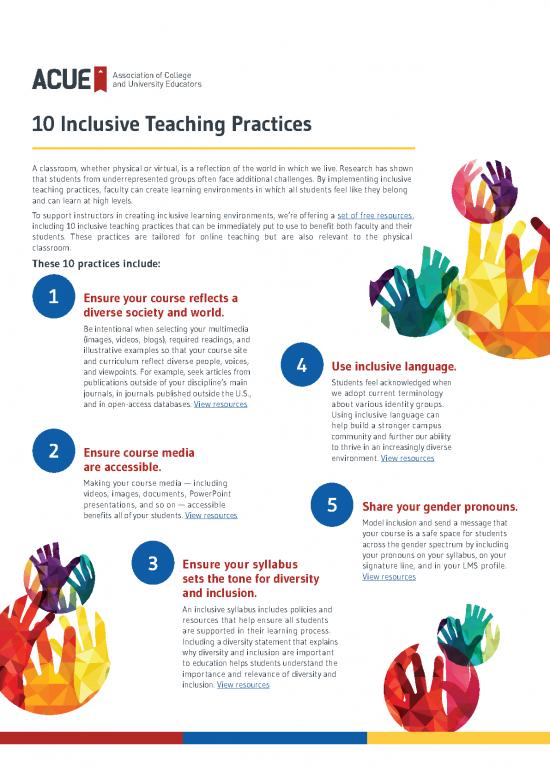 picture Classroom Pdf 156870 | Inclusive Teaching Practices Sheet 071020