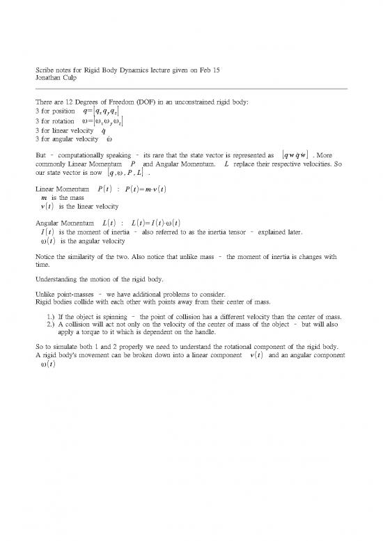 picture Dynamics Of Rigid Bodies Lecture Notes Pdf 158226 | Jonathanculp 14feb2011 Scribe Notes Cs599 S11