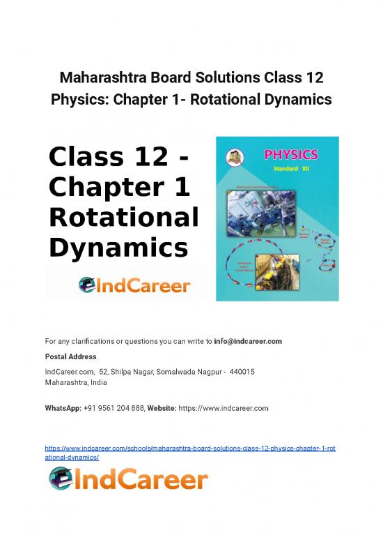 physics class 12 chapter 1 rotational dynamics exercise solutions pdf