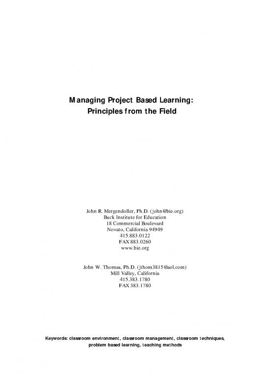 picture_Classroom Management Pdf 156665 | Managing Project Based Learning