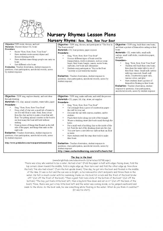 picture Boat Pdf 157215 | Nursery Rhyme Plans Row Your Boat