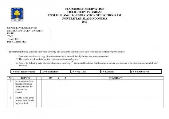 picture Classroom Pdf 156463 | Observation Checklist