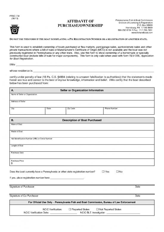 picture Bill Of Sale For Boat 157334 | Pfbc734